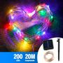Imagem de Pisca Pisca Led 200 Lâmpadas Fio de Fada Solar Colorido ou  Dourado 20m Decoração Enfeite Jardim Luzes de Natal