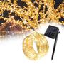 Imagem de Pisca Pisca Led 200 Lâmpadas Fio de Fada Solar Colorido ou  Dourado 20m Decoração Enfeite Jardim Luzes de Natal