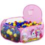 Imagem de Piscina Infantil de Bolinha com 50 Bolinhas Coloridas Estampada de Unicórnio Rosa Dobrável Portátil 