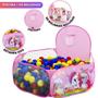 Imagem de Piscina Infantil de Bolinha com 50 Bolinhas Coloridas Estampada de Unicórnio Rosa Dobrável Portátil 