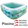 Imagem de Piscina Infantil Inflável de Plástico Para Crianças 480 Litros 150x100x32cm Retangular Verde