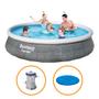 Imagem de Piscina Inflável Fast Set 7.340 Litros Rattan Com Filtro e Capa Bestway