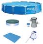 Imagem de Piscina Intex 5000 litros estrutural com Bomba Filtro 110v e Capa e Forro e KIT DE LIMPEZA