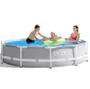 Imagem de Piscina Intex 5000 litros estrutural PRISM Cinza com Bomba Filtro 220v Capa Forro Kit de Limpeza e ESCADA