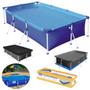 Imagem de Piscina Mor Retangular Ferro 3700 Litros com Capa e Forro Kit