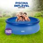 Imagem de Piscina Redonda Borda Inflável Resistente Grande Plástico 3400 Litros