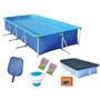 Imagem de Piscina Retangular 6200l + Capa + Flutuador + Cloro + Peneira Kit