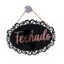 Imagem de Placa Aberto Fechado - Retro (Grande) Preto C/ Rose