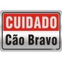 Imagem de Placa adesiva em aluminio cuidado cão bravo