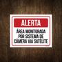 Imagem de Placa Alerta Área Monitorada Sistema Câmera Satelite 18X23