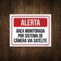 Imagem de Placa Alerta Área Monitorada Sistema Câmera Satelite 36X46