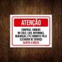 Imagem de Placa Atenção Compras Animais Lixo Elevador Serviço 18X23