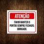 Imagem de Placa Atenção Favor Manter Portão Sempre Fechado 36x46