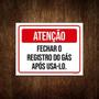 Imagem de Placa Atenção Fechar Registro Gás Após Uso 27X35