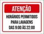 Imagem de Placa Atenção Horários Permitidos Lavagens 27X35