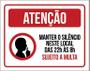 Imagem de Placa Atenção Mantenha Silêncio Neste Local 36X46
