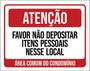 Imagem de Placa Atenção Não Depositar Itens Pessoais Local 27X35
