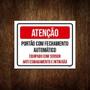 Imagem de Placa Atenção Portão Fechamento Automático Sensor 18X23