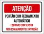 Imagem de Placa Atenção Portão Fechamento Automático Sensor 36X46