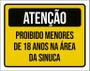 Imagem de Placa Atenção Proibido Menores 18 Anos Sinuca 27X35