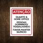 Imagem de Placa Atenção Quarto Home Office Faça Silêncio 18X23