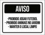 Imagem de Placa Aviso Proibido Futebol Animais No Jardim 18X23