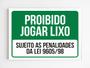 Imagem de Placa aviso proibido jogar lixo aqui sujeito as penalidades