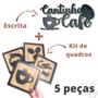 Imagem de Placa Cantinho Do Café Quadros Frase Aplique Decorativo Mdf 5 pçs