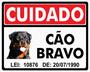 Imagem de Placa Cuidado Cão Bravo Rottweiler Ps 2mm 25x20 Cm