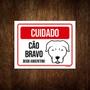 Imagem de Placa Cuidado Cão Cachorro Bravo Dogo Argentino 18x23