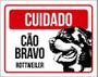 Imagem de Placa Cuidado Cão Cachorro Bravo Rottweiler 18X23