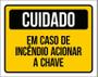 Imagem de Placa Cuidado Em Caso Incêndio Acionar Chave 18X23