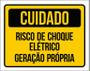 Imagem de Placa Cuidado Risco De Choque Elétrico Geração Própria 27X35