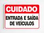 Imagem de Placa de aviso cuidado entrada e saída de veículos mdf 20x29