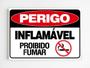 Imagem de Placa de aviso perigo inflamável proibido fumar sinalização