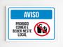 Imagem de Placa de aviso proibido comer e beber neste local mdf 20x29