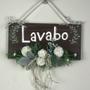 Imagem de Placa de Lavabo Flores Brancas 40x29