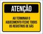 Imagem de Placa De Sinalização - Atenção Feche Registros De Gás 18X23