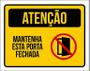 Imagem de Placa De Sinalização - Atenção Mantenha Porta Fechada 27X35