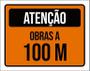 Imagem de Placa De Sinalização - Atenção Obras A 100 Metros 27X35