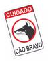 Imagem de Placa de Sinalização Aviso Cuidado Cachorro Cão Bravo