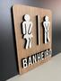 Imagem de Placa de Sinalização Banheiro em MDF - Bonecos Divertidos Masculino e Feminino