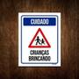 Imagem de Placa De Sinalização - Cuidado Crianças Brincando 36X46