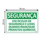 Imagem de Placa De Sinalização Segurança Use Óculos De Segurança E Luva Quando Manusear Produtos Químicos 30x20 Ecom IA - SS19 F9e