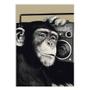 Imagem de Placa Decorativa A4 Macaco Chimpanzé Ouvindo Musica Decoração