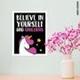 Imagem de Placa Decorativa Believe In Yourself And Unicorns Unicórnios