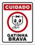 Imagem de Placa Decorativa - Cuidado Gatinha Brava Gata 18X23