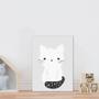 Imagem de Placa decorativa infantil animal gato branco rabo preto