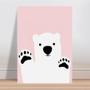 Imagem de Placa decorativa infantil bebê urso polar branco e rosa