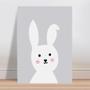 Imagem de Placa decorativa infantil coelho branco bochechas rosa